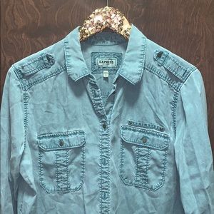 Express Boyfriend Fit Utility Button Up Shirt